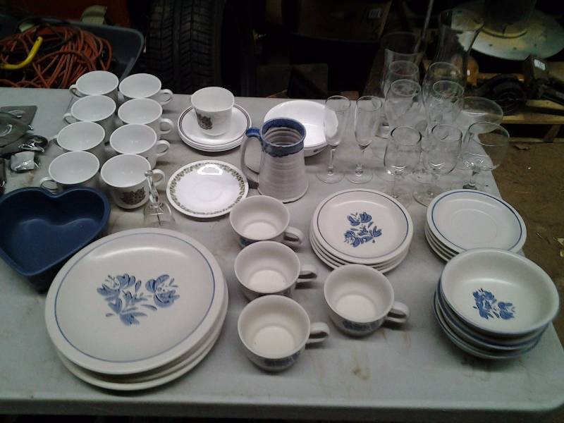 lot 40 image: Lot Of Pfaltzgraff & Corelle Dishes, Assorted Stemware