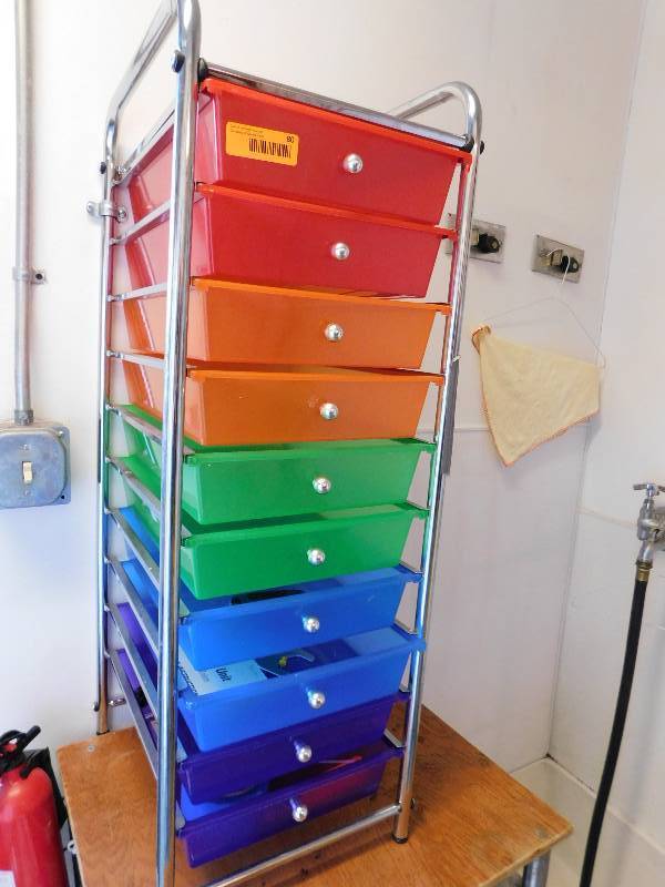 MULTI COLORED STORAGE RACK
