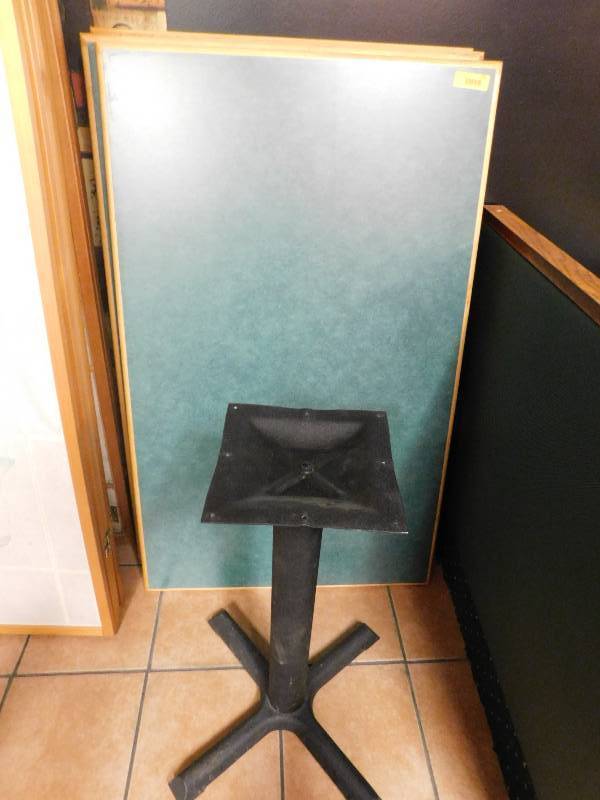 TABLE 30 X 48  HAS A SQUARE TABLE BASE