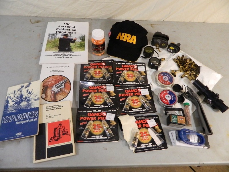lot 20 image: Gun Accessories, Ammo, Books, and More