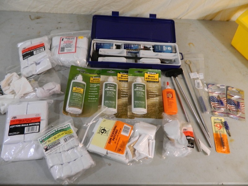 lot 25 image: Assorted New and Used Gun Cleaning Supplies