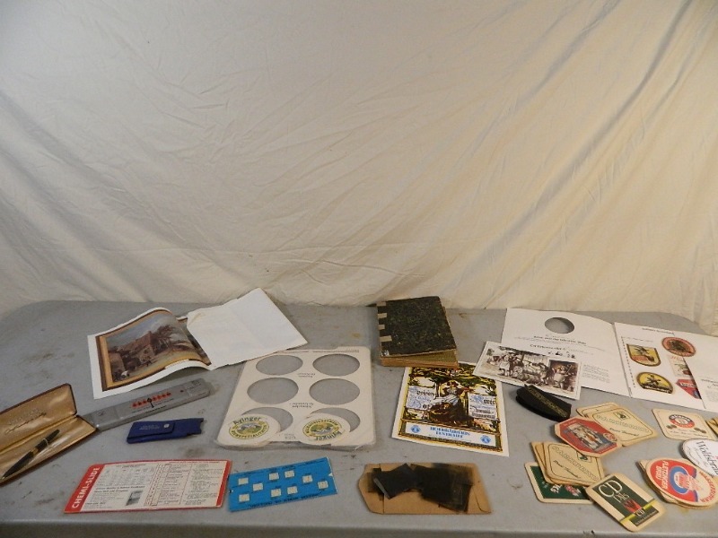 lot 43 image: Very Old BookScrapbook, Vintage Beer Coasters, and More