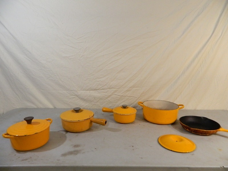 lot 49 image: Vintage LeCreuset Cast Pans