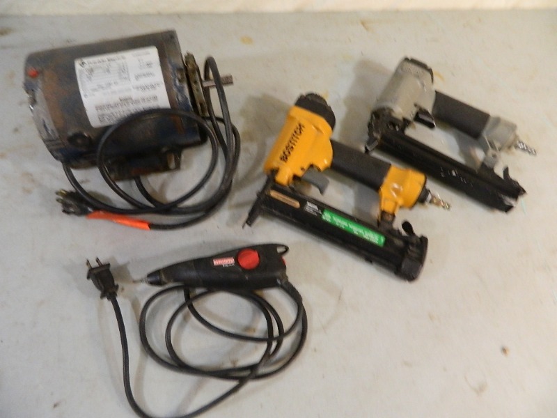 lot 77 image: Air Staplers, Engraver, and Electric Motor