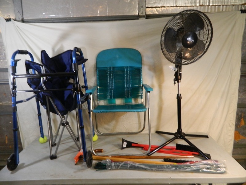 lot 123 image: Chairs, Folding Walker, More