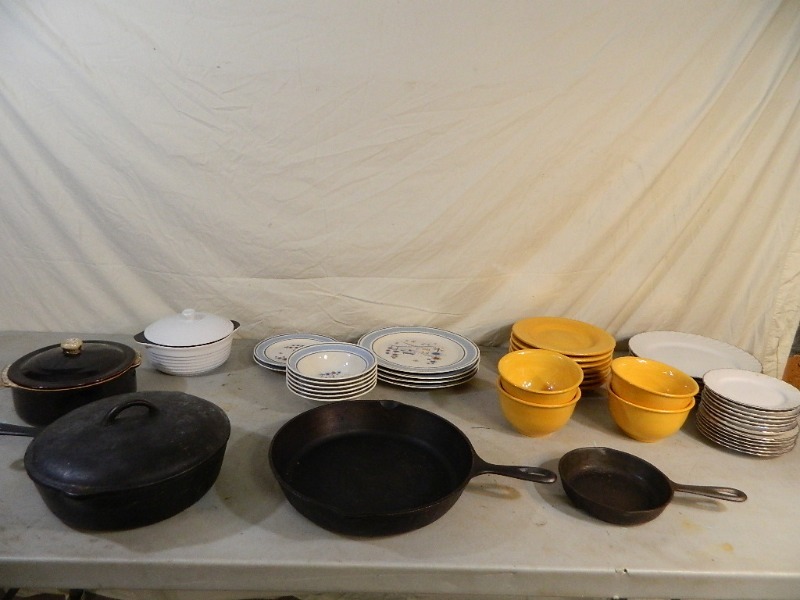 lot 162 image: Cast Iron Pans, Dishes and More