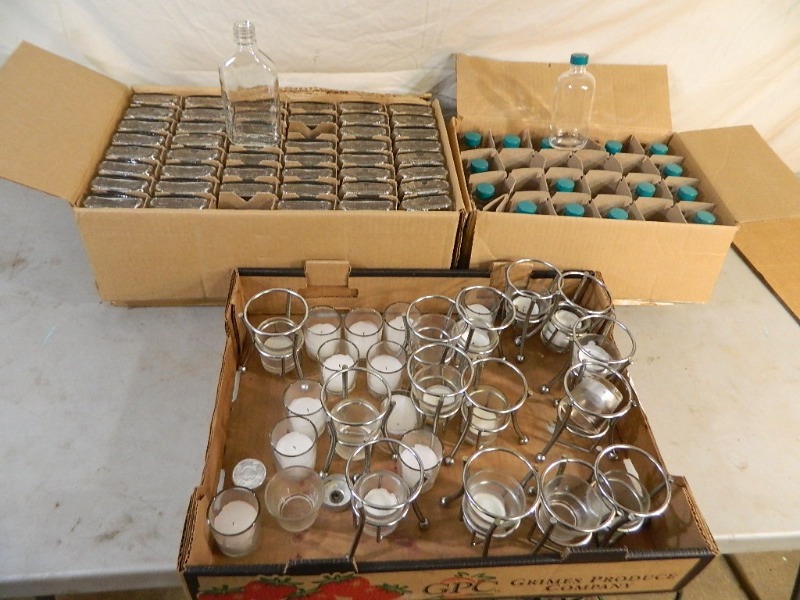 lot 177 image: New Glass Bottles and Candle Holders