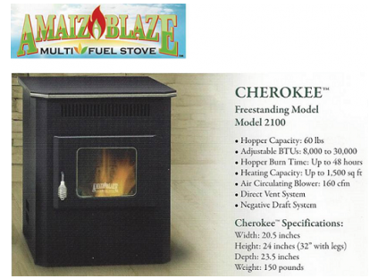 lot 2 image: Brand New Amaizablaze 30,000 BTU Corn Stove