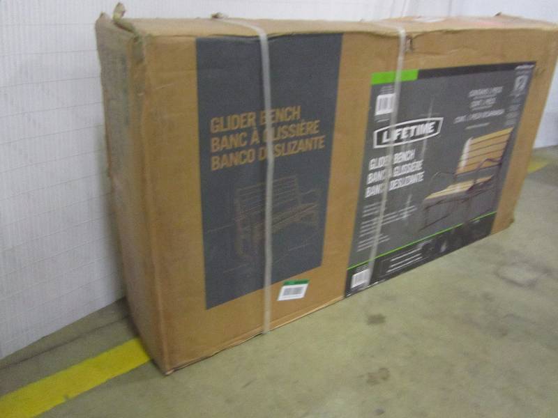 lot 65 image: Lifetime Wood Alternative Patio Glider Bench