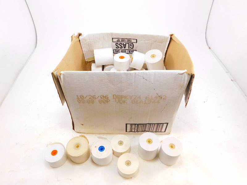 lot 53 image: Lot of Cash Register Receipt Paper Rolls