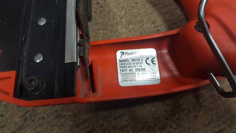 lot 71 image: Paslode IM250II Cordless 16 Gauge Straight Finish Nailer Nail Gun No. 900400 not tested no battery or charger tool