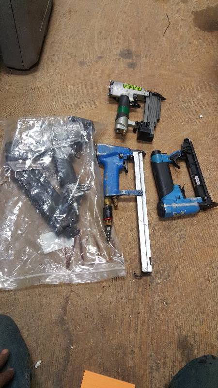 lot 101 image: cadex hitachi nail gun nailer Josef Kihlberg fastener stapler tools for parts or not working total of 4