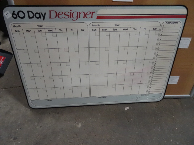 lot 72 image: 60 Day Designer White Board, 2 Month Planner