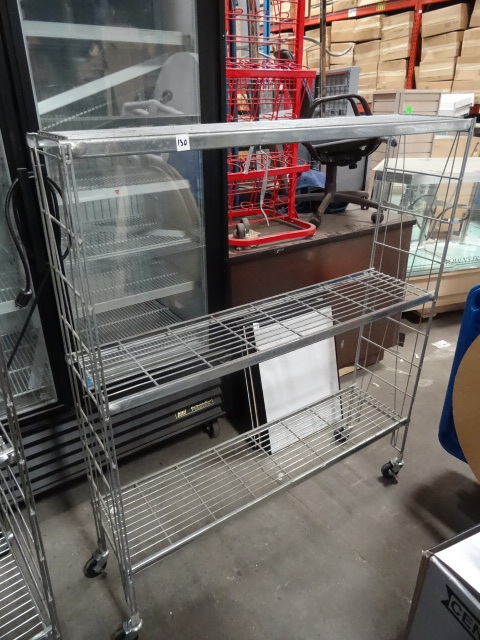 lot 130 image: Wire Shelf Unit On Wheels 48 X 12 X 56
