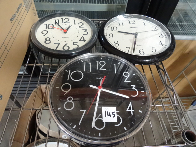 lot 145 image: 3 Wall Hanging Quartz Clocks