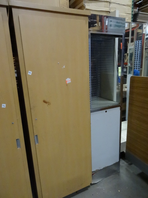 lot 171 image: Laminate Wood Cabinet Single Door 3 Shelves,