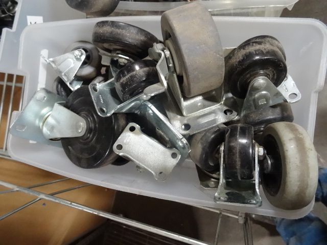 lot 207 image: Tote With Misc Casters, Fixed & Swivel,