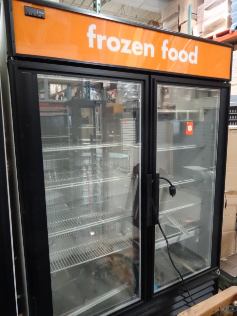 lot 52 image: True Double Glass Door Freezer 9 Shelves,
