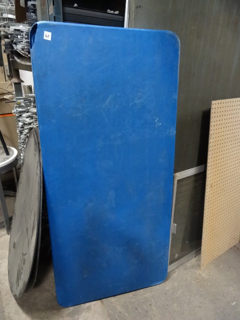 lot 60 image: Blue Poly Folding Tables 28 X 60,