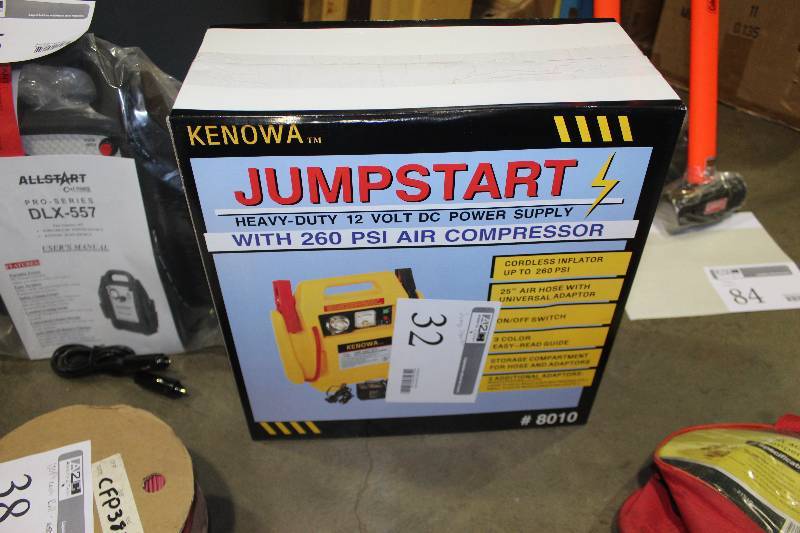 lot 32 image: Kenowa Jumpstart 12VDC Heavy Duty Power Supply w 260 psi Air Pump