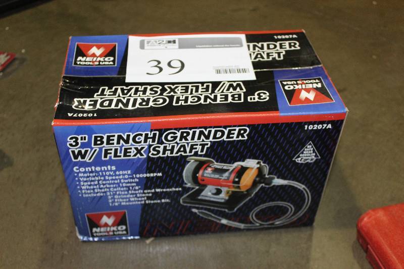 lot 39 image: Neiko 3in. Bench Grinder w Flex Shaft