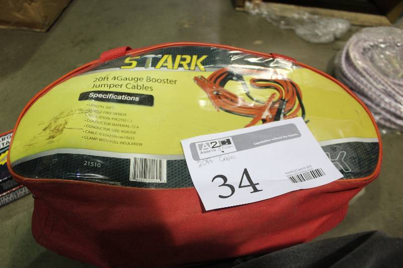 lot 34 image: Stark 4GA 20ft. Booster Cables