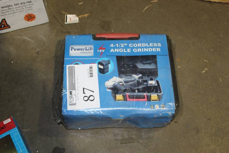 lot 87 image: Powerlift 18V 4.5in. Cordless Angle Grinder