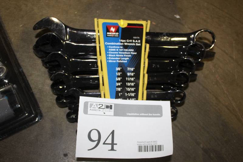 lot 94 image: Neiko Tools Chrome Vanadium 14-Piece CrV SAE Combination Wrench Set