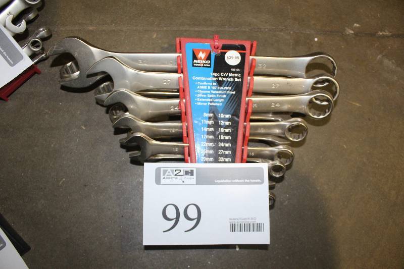 lot 99 image: Neiko Tools Chrome Vanadium 14-Piece CrV Metric Combination Wrench Set