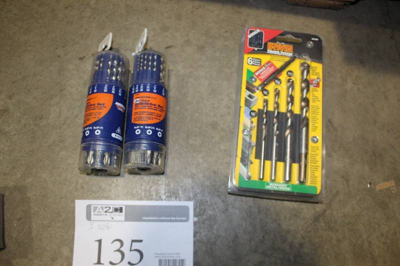 lot 135 image: Lot of (3) Drill Bit Sets Includes 23-Piece, 23-Piece, Irwin 6-Piece