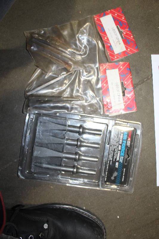 lot 156 image: Lot of (3) Hand Tools Includes Air Force Power Tools 4-Piece Air Chisel Set, 4-Piece Center Punch Set