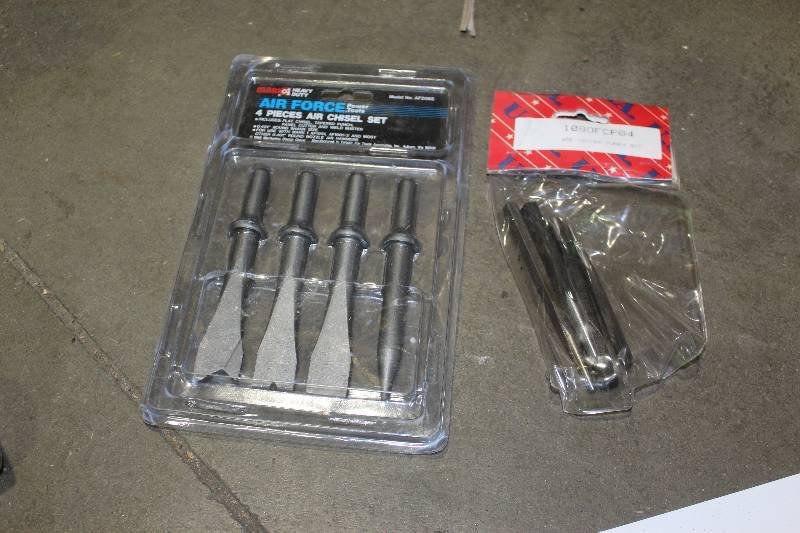 lot 155 image: Lot of (2) Hand Tools Includes Air Force Power Tools 4-Piece Air Chisel Set, 4-Piece Center Punch Set