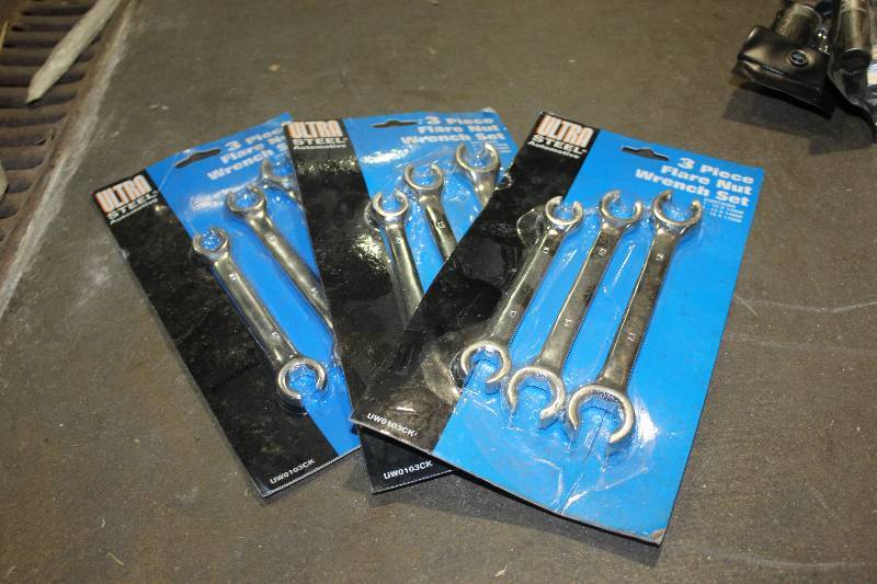 lot 184 image: Lot of (3) Ultra Steel 3-Piece Flare Nut Wrench Set