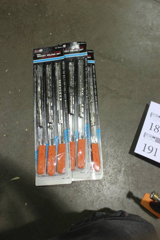 lot 191 image: Lot of (3) Grip 3-Piece 14in.,38in.,12in. Drive Socket Holder Set