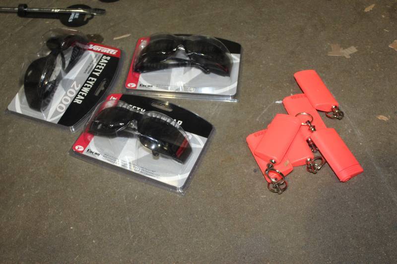 lot 204 image: Lot of (9) Hand Tools Includes 3-Safety Glasses, 6-Drill Bit Sets