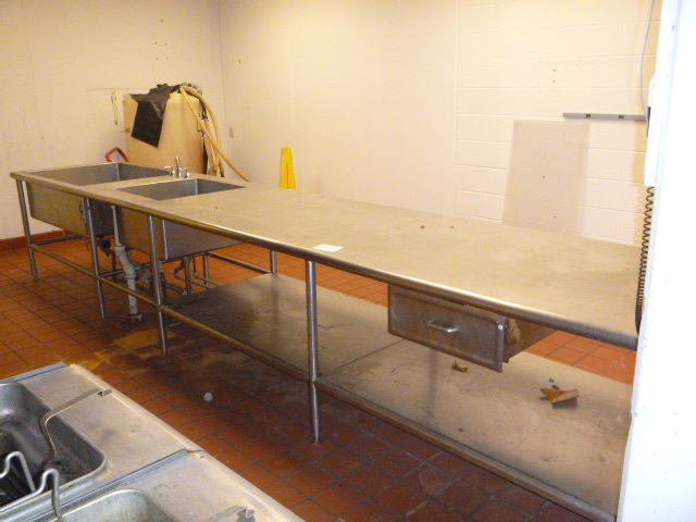 lot 7 image: Stainless Steel Table with Sinks
