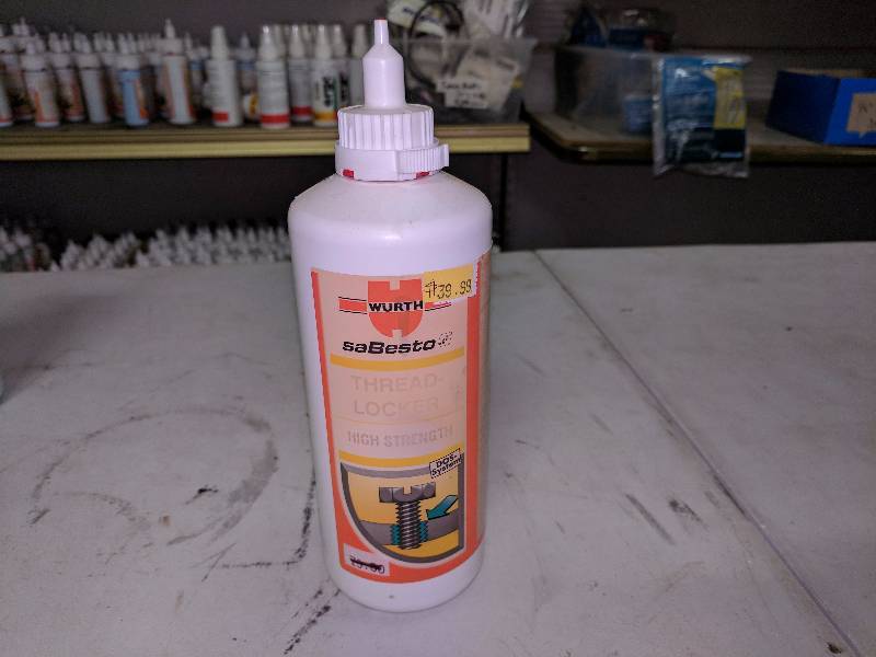lot 150 image: Wurth High Strength Threadlocker helps permanently fasten bolts up to 34 that will require no disassembly. It comes in a resealable .35 oz dispenser with a precise applicator.