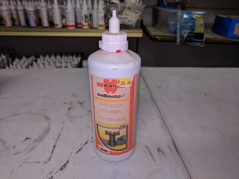 lot 151 image: Wurth High Strength Threadlocker helps permanently fasten bolts up to 34 that will require no disassembly. It comes in a resealable .35 oz dispenser with a precise applicator.