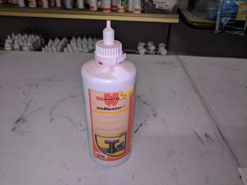 lot 152 image: Wurth High Strength Threadlocker helps permanently fasten bolts up to 34 that will require no disassembly. It comes in a resealable .35 oz dispenser with a precise applicator.