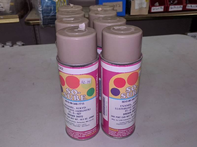 lot 232 image: (8) So-Sure Enamel Alkyd Lusterless Aerosol Paint Brown