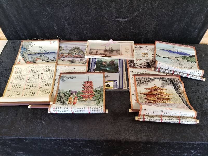 lot 50 image: Lot - Vintage Calendars - 1925, 1925 & 1942 Advertisement Calendars, 1970s Oriental
