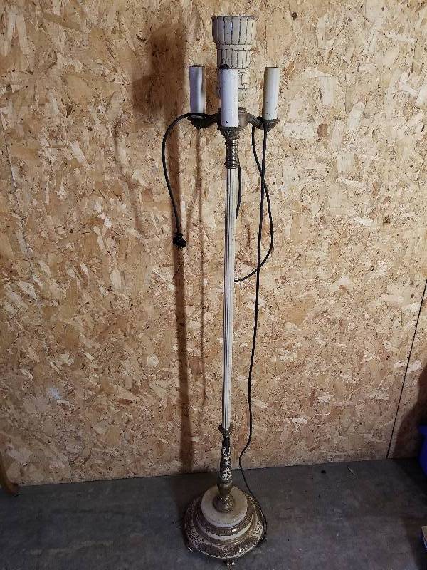 lot 77 image: Vintage Floor Lamp wMetal Marble Base, 59h