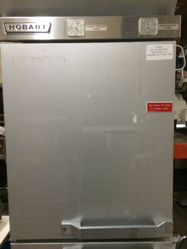 lot 5 image: WOW Retails USED $3500 QUALITY HOBART  NSF APPROVED  QLF1 Commercial Dual Temperature Portable Reach In Cooler Refrigerator & Freezer On WHEELS - Excellent Condition  Tested Working Great