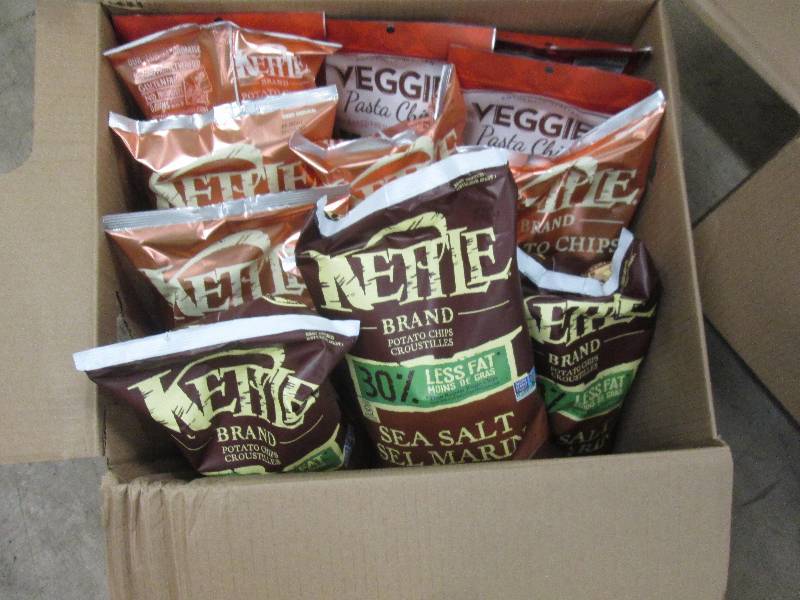 Box of Kettle Brand Sea Salt, Mosco...