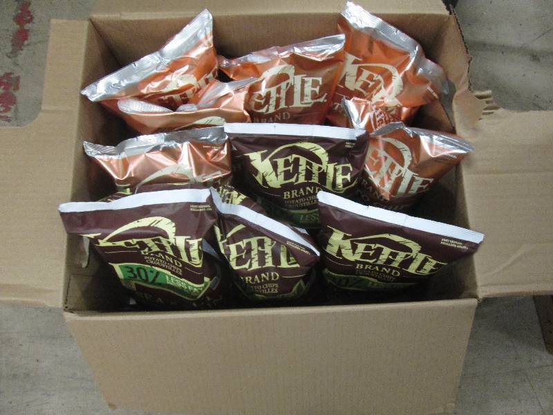 Box of Kettle Brand Sea Salt, Mosco...