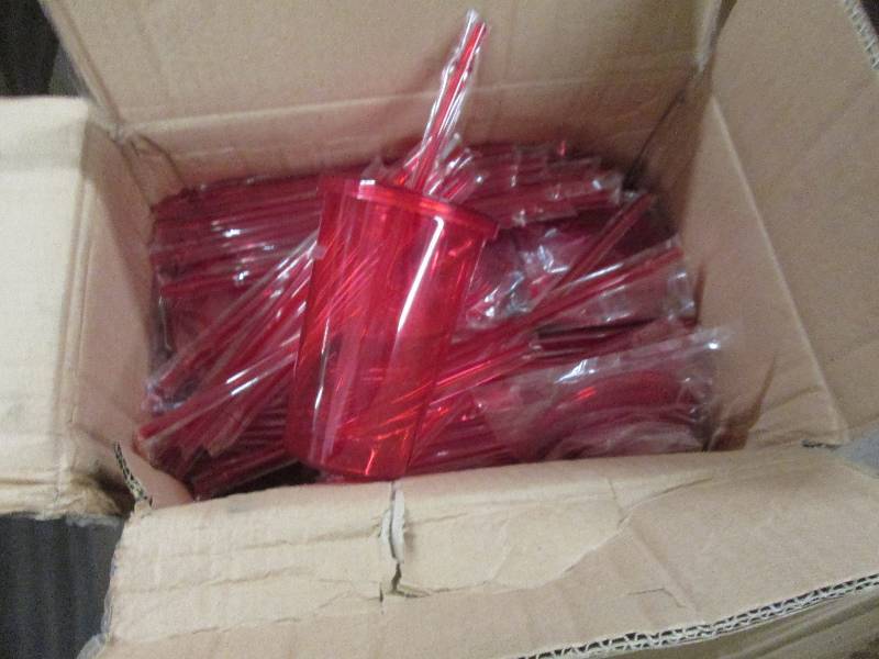 Case of 54 Red Plastic Tumblers wit...