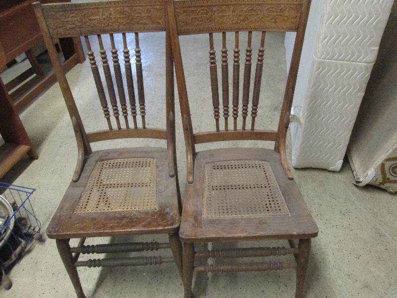 2 Vintage Pressed Back Chairs...