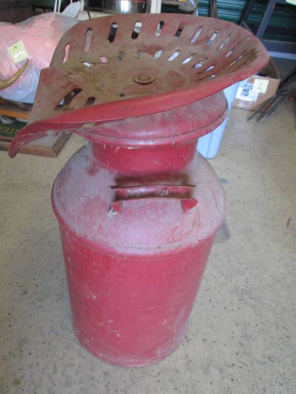 Milk Can with Tractor Seat...