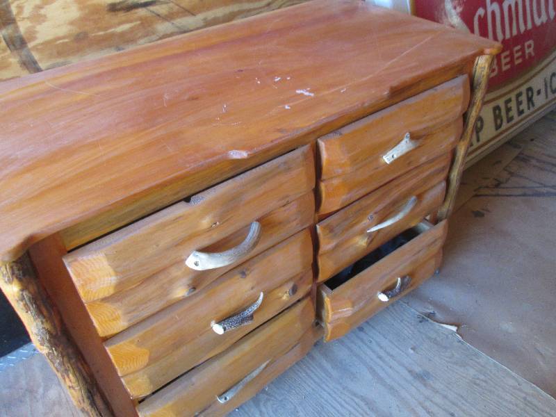 Rustic 6 Drawer Dresser, antler han...