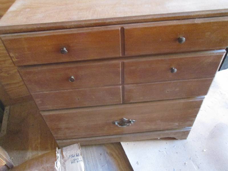Small Dresser with contents, 2 knob...